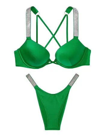 Купальник Shine Strap Bombshell Add Cups Push Up Bikini Verdant Green