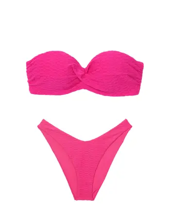 Mix Match Twist Push Up Bandeau Top Brazilian Bikini Bottom Forever Pink