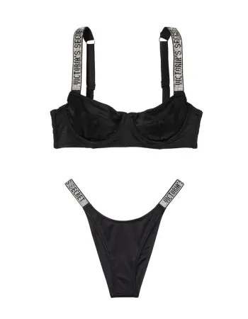 Wicked Bikini Top Shine Strap Black Swim