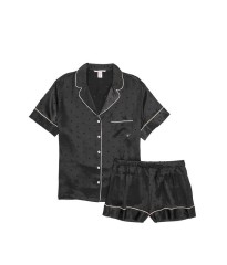 Піжама Victoria's Secret Satin Short Pajama Set Black Dot
