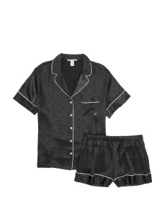 Пижама Victoria's Secret Satin Short Pajama Set Black Dot