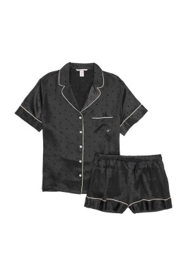 Піжама Victoria's Secret Satin Short Pajama Set Black Dot