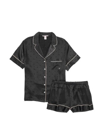 Піжама Victoria's Secret Satin Short Pajama Set Black Dot