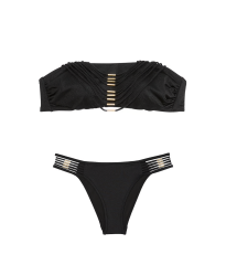Купальник VS Archives Strappy Hardware Bandeau Bikini Top Set Black