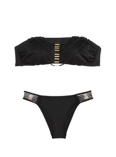 Купальник VS Archives Strappy Hardware Bandeau Bikini Top Set Black
