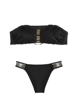 Купальник VS Archives Strappy Hardware Bandeau Bikini Top Set Black