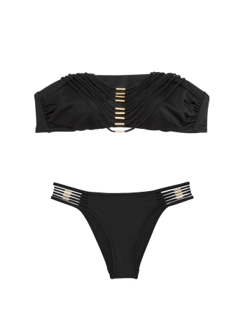Купальник VS Archives Strappy Hardware Bandeau Bikini Top Set Black