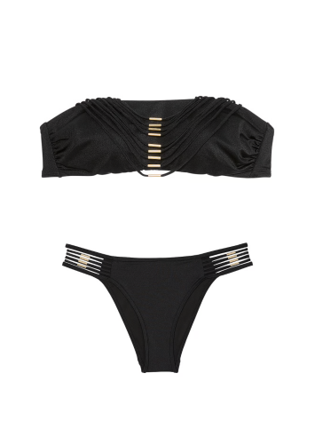 Купальник VS Archives Strappy Hardware Bandeau Bikini Top Set Black