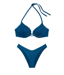 Купальник Essential Bombshell Add-2-Cups Diamanté Push-Up Bikini Top Set Precious Sapphire