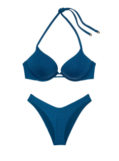 Купальник Essential Bombshell Add-2-Cups Diamanté Push-Up Bikini Top Set Precious Sapphire