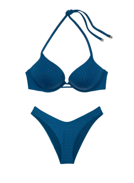 Купальник Essential Bombshell Add-2-Cups Diamanté Push-Up Bikini Top Set Precious Sapphire