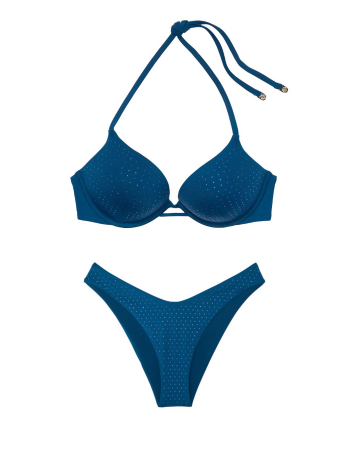 Купальник Essential Bombshell Add-2-Cups Diamanté Push-Up Bikini Top Set Precious Sapphire