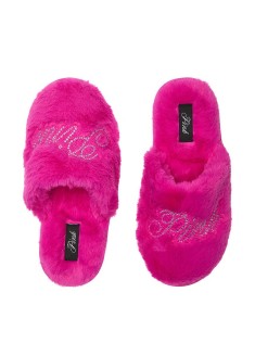 Домашние тапочки PINK Faux-Fur Closed-Toe Slippers fuchsia