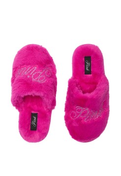Домашние тапочки PINK Faux-Fur Closed-Toe Slippers fuchsia
