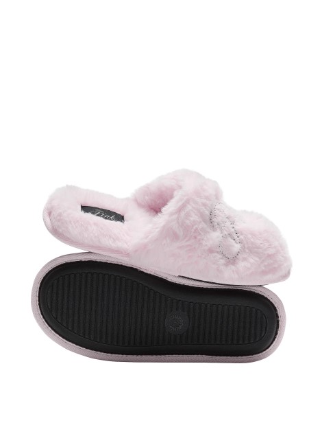 Домашние тапочки PINK Faux-Fur Closed-Toe Slippers Pink Tulip Bling Logo