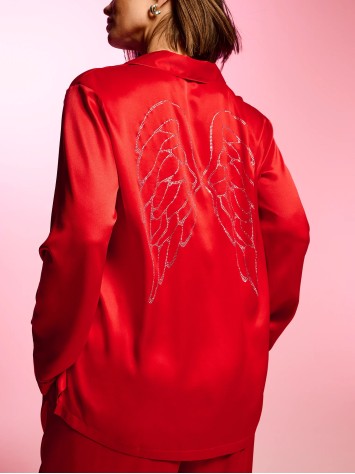 Пижама Signature Satin Long Pajama Set Backstage Lipstick