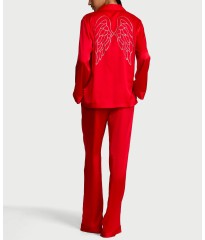 Піжама Signature Satin Long Pajama Set Backstage Lipstick