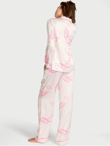 Пижама Signature Satin Long Pajama Set White Angel Wings