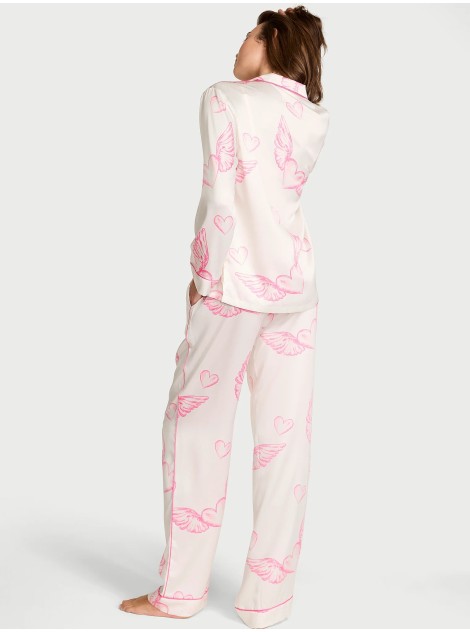 Піжама Signature Satin Long Pajama Set White Angel Wings
