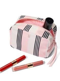 Косметичка Boxy Case Makeup Bag Pink And Black Stripe