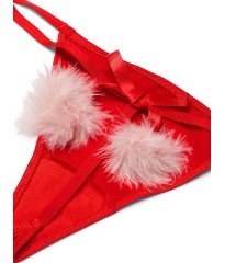 Трусики Dream Angels Satin Pom-Pom V-String Lipstick