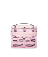 Косметичка 4-Piece Makeup Bag Set Pink And Black Stripe