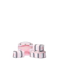 Косметичка 4-Piece Makeup Bag Set Pink And Black Stripe