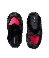 Капці для дому Plush Closed-Toe Slippers Black Red Heart