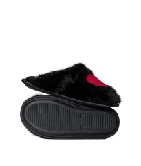Капці для дому Plush Closed-Toe Slippers Black Red Heart