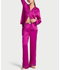 Піжама Glazed Satin Shine Long Pajama Set Fuchsia