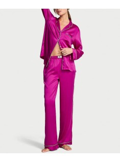 Пижама Glazed Satin Shine Long Pajama Set Fuchsia