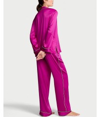 Піжама Glazed Satin Shine Long Pajama Set Fuchsia