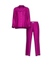 Піжама Glazed Satin Shine Long Pajama Set Fuchsia
