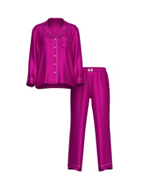 Пижама Glazed Satin Shine Long Pajama Set Fuchsia