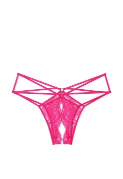 Трусики Lace Strappy Crotchless Cheeky Pink