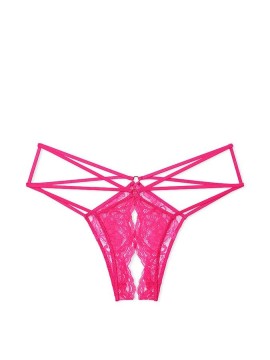 Трусики Lace Strappy Crotchless Cheeky Pink