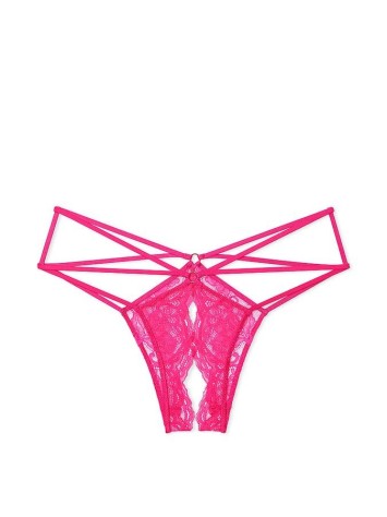 Трусики Lace Strappy Crotchless Cheeky Pink