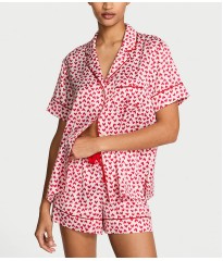 Піжама Satin Short PJ Set White Scattered Hearts
