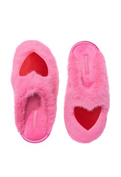 Тапочки для дома Luxe Plush Closed-Toe Slippers Pink Red Heart