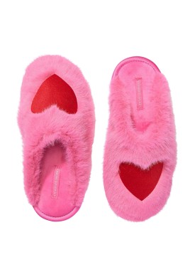 Тапочки для дома Luxe Plush Closed-Toe Slippers Pink Red Heart