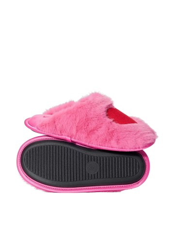 Тапочки для дома Luxe Plush Closed-Toe Slippers Pink Red Heart