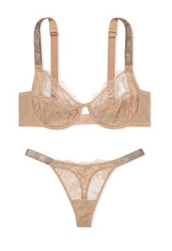 Комплект білизни The Fabulous by Victoria Secret Unlined Shine Strap Rose Lace Full-Cup Bra Set