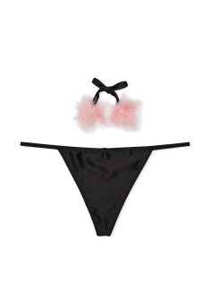 Трусики Dream Angels Satin Pom-Pom V-String Black