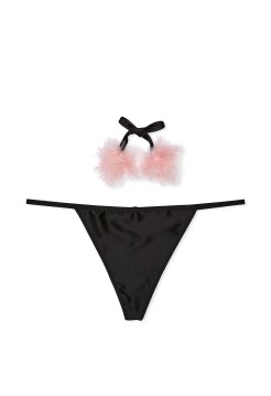 Трусики Dream Angels Satin Pom-Pom V-String Black