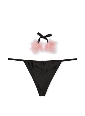 Трусики Dream Angels Satin Pom-Pom V-String Black