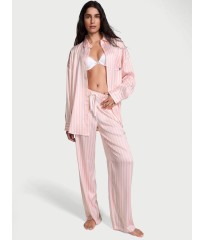 Сатинова піжама Oversized Long Pajama Set Pretty Blossom Stripe