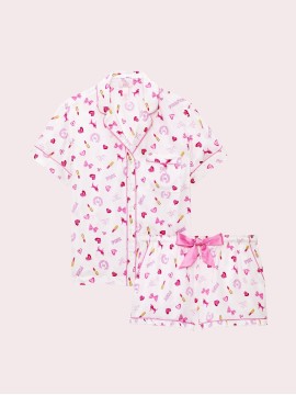 Піжама PINK x LoveShackFancy Satin Short Pajama Set