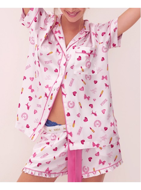Піжама PINK x LoveShackFancy Satin Short Pajama Set