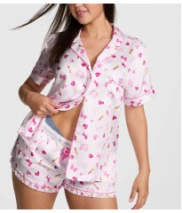 Піжама PINK x LoveShackFancy Satin Short Pajama Set