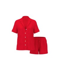 Піжама Glazed Satin Bow Short Pajama Set Lipstick Bow Jacquard